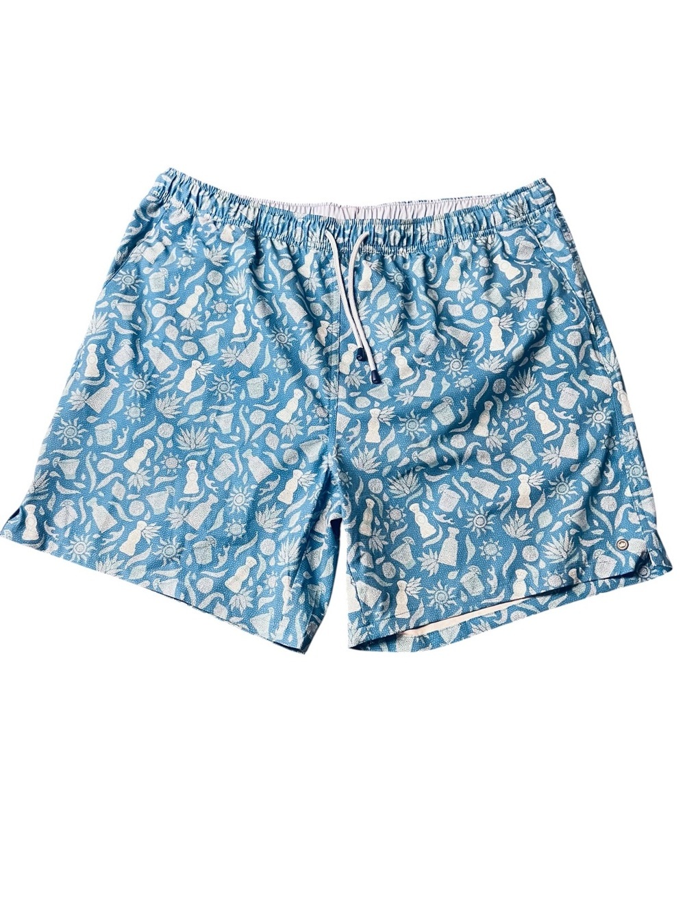 Peter Millar Men’s Saltwater Spirits Blue & White Swim Trunks Size XL
